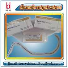 high tensil strength Absorbable and disposable medical threads chromic threads with needle usp7-0#